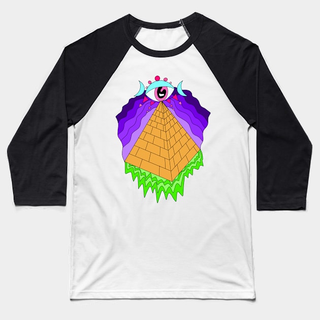 Slimy Pyramid Baseball T-Shirt by SchlockHorror